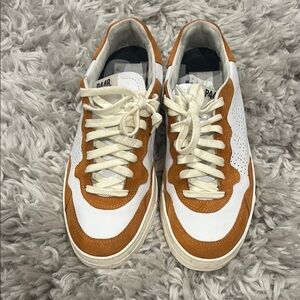 P448 Women's Low-Top Sneaker in White and Tan